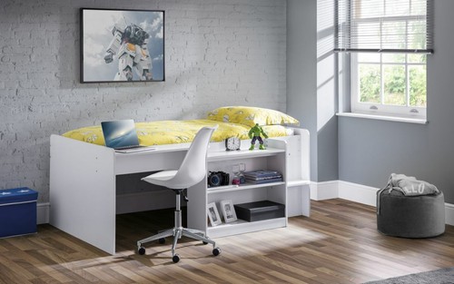 White 3ft single bed desk - white,