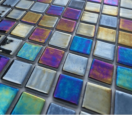 Multi blue green mosaic - blue, square