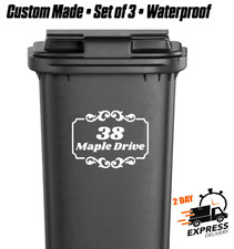 Personalised Wheelie Bin Number Stickers x3 – Custom House & Street Name Decals