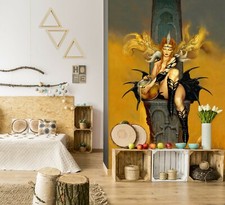 3D Yellow Woman ZHUB072 Wallpaper Wall Mural Self-adhesive Ciruelo Zoe