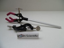 Retort Clamp 3 Prong Rubber Linded Jaws + Bosshead Screw Clamp For Retort Stand