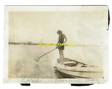 1920's 30's Day Out on The Boat Net Fishing Vintage Photograph