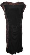 BNWT Joseph Ribkoff 14 black and bronze art deco drape back party dress 