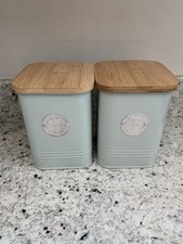 2 Typhoon Shaker Living Squircle Mint Green 1.3L Tea & Sugar Bamboo lid Canister