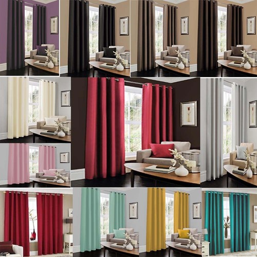 Faux silk curtains pair - pair, ready