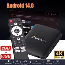 2025 Upgraded Smart TV Box Android 14.0 Quad Core 4K HD 2+16G Stream Player US
