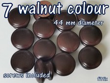 7 x  Walnut Colour Wooden  Knobs  Kitchen Doors  Cabinets 44 mm Diameter Wood