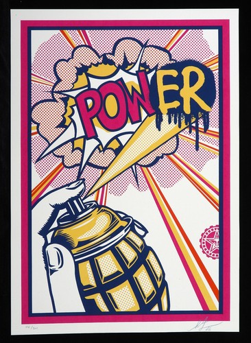 Shepard fairey power - fairey, fuchsia
