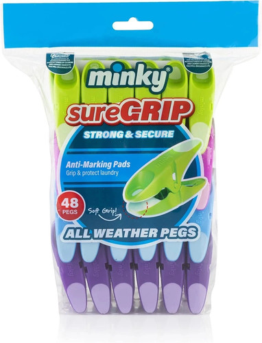 Minky 48pk sure grip pegs - minky,