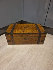 A Large Antique Victorian Brass-Bound Walnut Writing Slope. Good Condition. 35cm