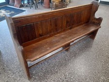 Antique Pitch Pine Solid Church Pew / Bench Settle / 6ft long