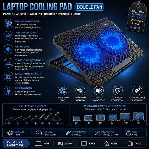 Adjustable laptop cooling pad - adjustable,