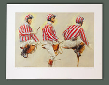 KENTUCKY artist Henry KOEHLER Jockey Study II LTD ED horse racing stripy silks