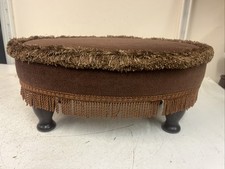 Small Footstool Footrest Brown With Frills By Sherborne Wooden Legs Furniture