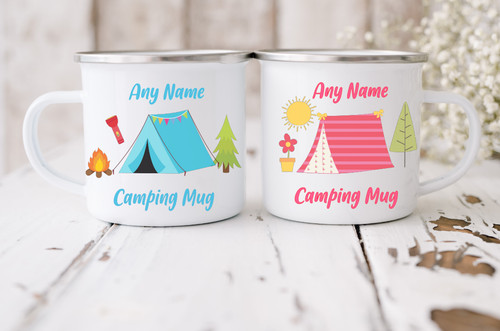 Personalised camping mugs cups - personalised,