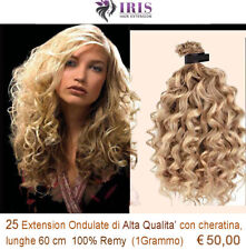 Hair Extension Ricci Cheratina Iris 25 Ciocche capelli veri naturali Remy 55 cm