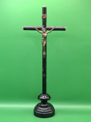 Crucifix wood metal antique - crucifix,