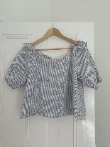Zara blue white floral - blue, stripe