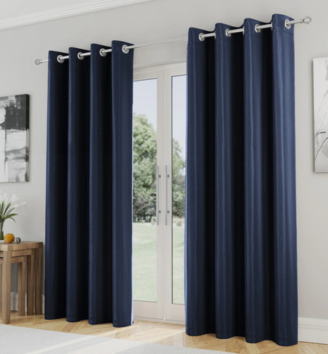 Faux silk navy - silk, eyelet