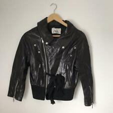 ZARA women SS 2017 Studio Leather Biker Jacket Black 