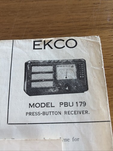 Pbu179 ekco radio service - pbu179,