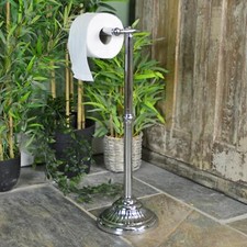 Victorian Free Standing Toilet Roll Holder - Bright Chrome