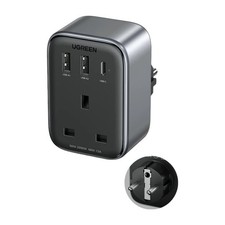 UGREEN UK to European Plug Adapter PD 30W Travel Adapter with USB C GaN Fast 4-i