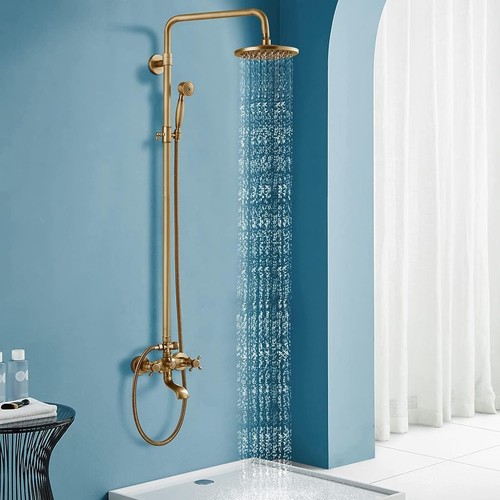 Antique brass exposed shower - brass,
