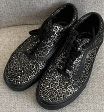 VANS Old Skool Black Metallic Leopard Lace Up Pumps Trainers Sneakers Size UK8 