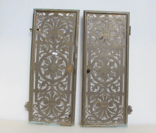 Victorian brass fire screen - brass,