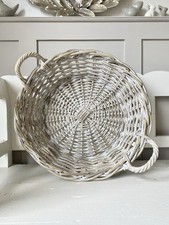 Rattan Wicker Round basket storage Large White Wash 50cm