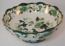Masons Ironstone Mandalay Chartreuse 10 1/4" Footed Serving Fruit Bowl Excellent