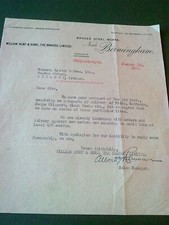 Brades Steel Works Birmingham billhead receipt ephemera Hunt & Sons  letterhead