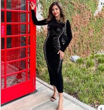 ZARA NEW WOMAN SILHOUETTE VELVET DRESS ZW COLLECTION BLACK SIZE L REF| 2731/327