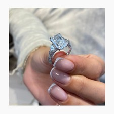 Diamond Radiant Ring VS1 F IGI Certified 5.6 Carat Lab created 14K White Gold