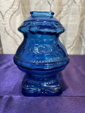 Vintage Wheaton Glass Company Blue Pot Belly Stove Piggy Bank