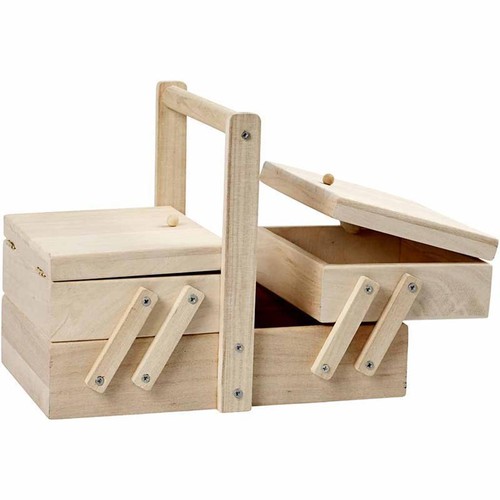 Small wooden sewing basket - small,
