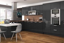 Slab High Gloss Black Kitchen Doors & Drawer Fronts - Replacement Cupboard