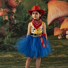 Toy Story 4 Jessie Bubble Dress Halloween Cosplay Costume Little Girls Kids Hat⭐