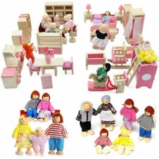 1/12 Dolls House Furniture Lot Bundle Wooden Bedroom Kitchen Bathroom Set Gifts