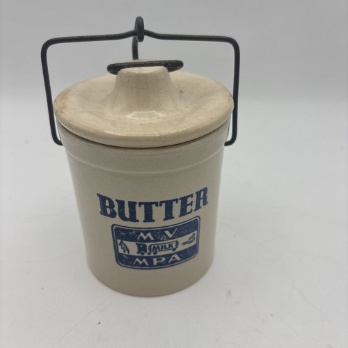 Stoneware butter crock - stoneware, w