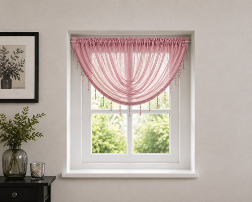 Plain beaded voile swag - beaded,