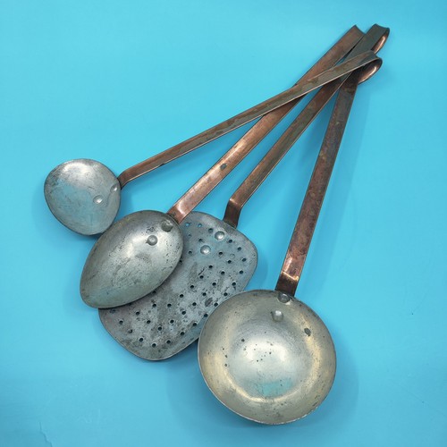 Vintage copper tin ladle - copper,