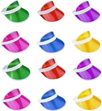 12 X Neon Sun Visors Pub Golf 80s Disco Poker Retro Visor Tennis Hat Fancy Dress