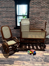 Dolls House Beautiful Swing Crib,  Rocking Chair & Toys 1:12 Scale (Lot802 )