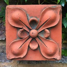 Decorative brick copy of antique terracotta wall tile - Gothic flower design