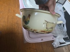 Vintage Enamel Colander Bowl