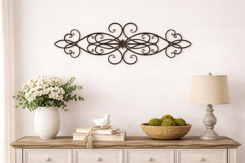 Large rustic scroll pediment - large,