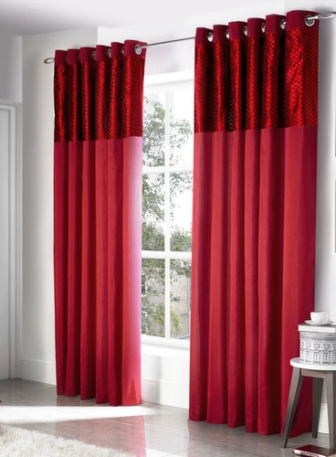 Pair curtains red - red, silk