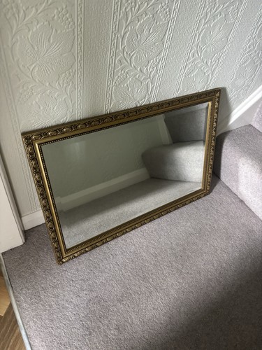 Large golden vintage mirror - large,